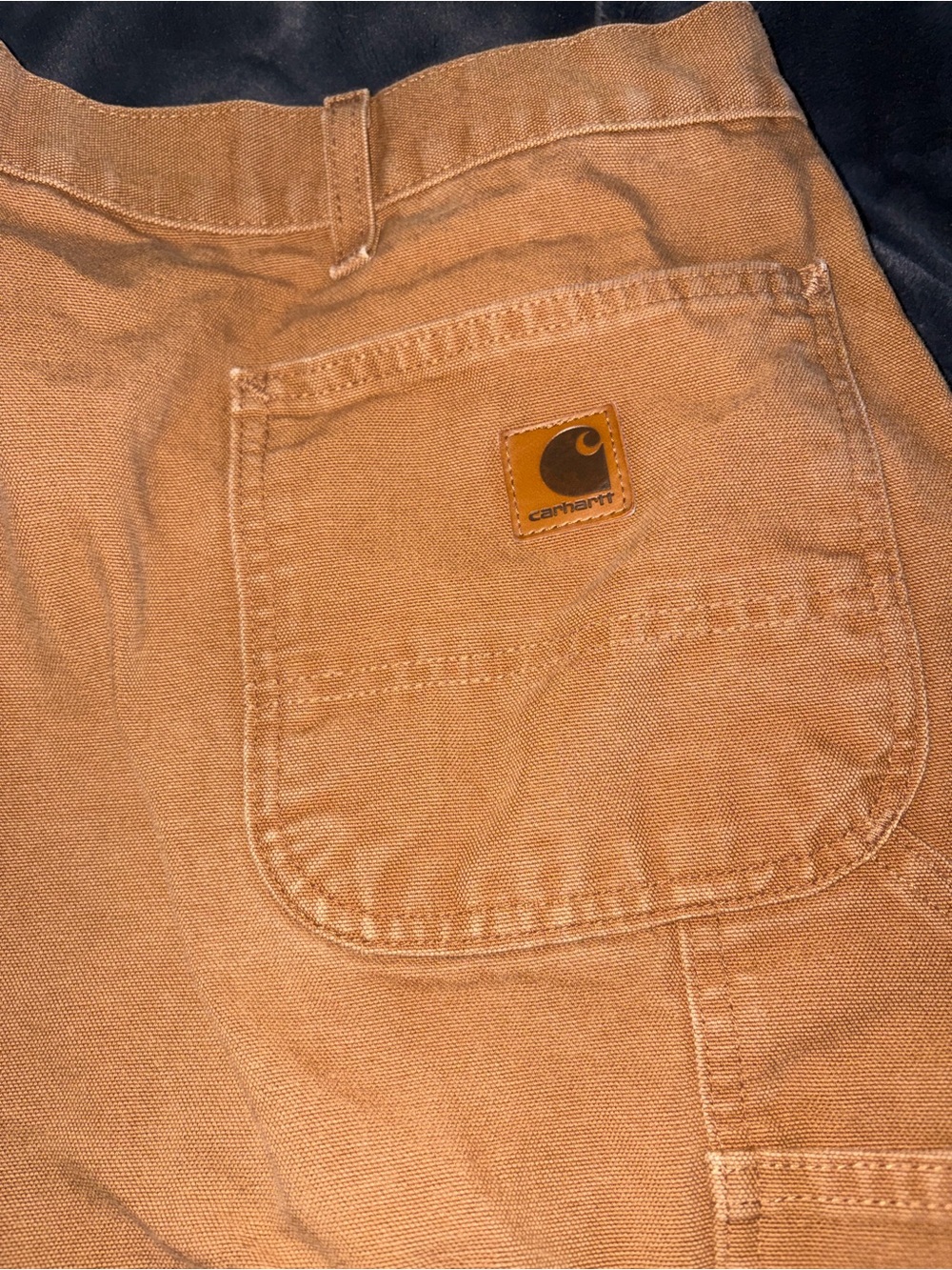 Carhartt Men’s Tan Canvas Cargo Pants with Logo Patch